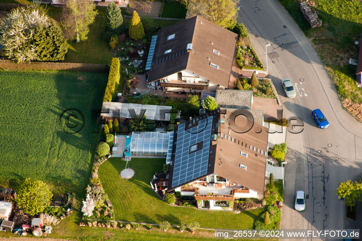 District Stupferich in Karlsruhe in the state Baden-Wuerttemberg, Germany from a drone