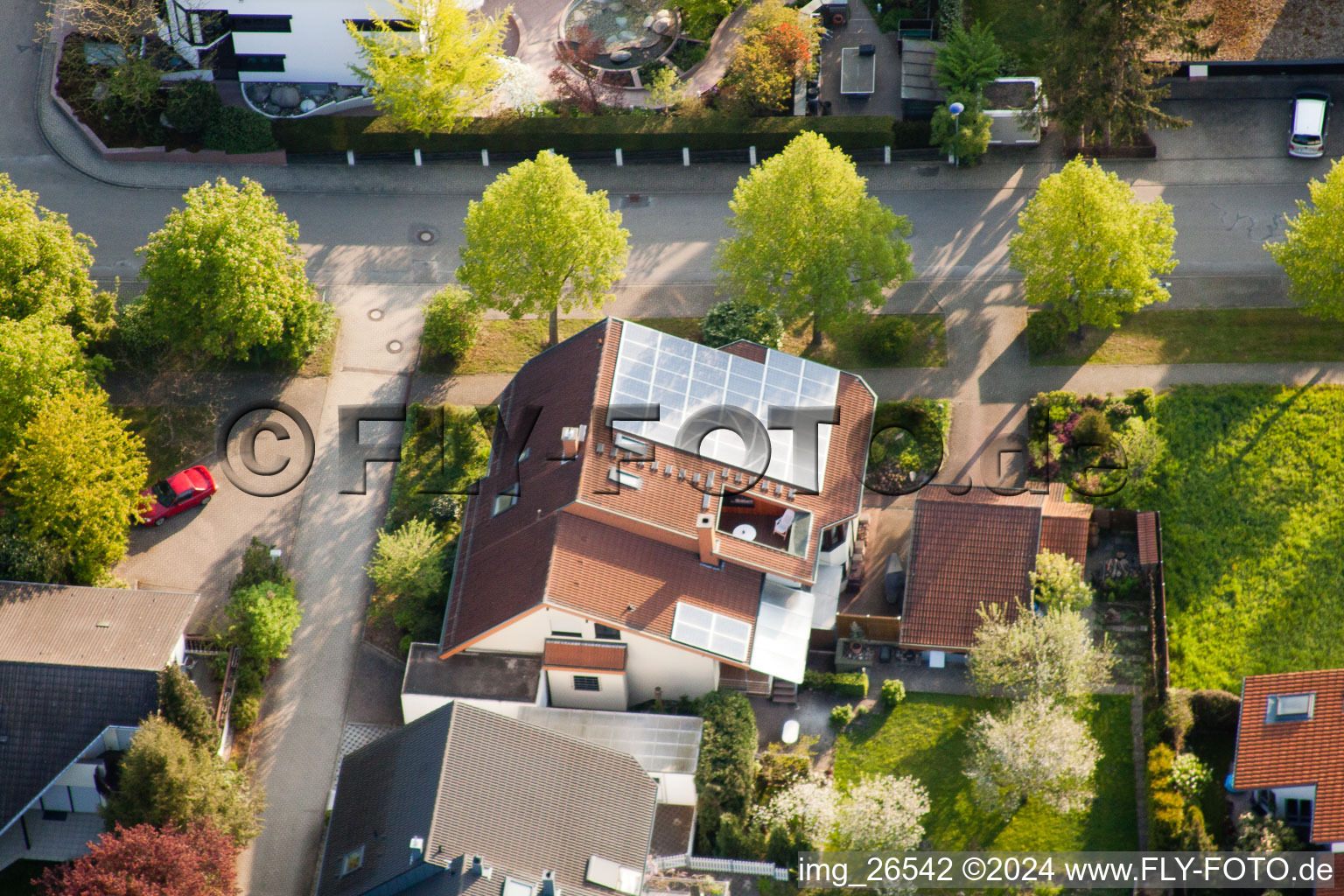 District Stupferich in Karlsruhe in the state Baden-Wuerttemberg, Germany from above