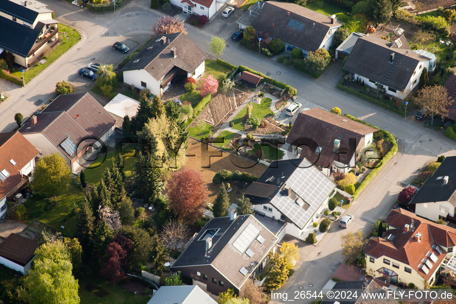 District Stupferich in Karlsruhe in the state Baden-Wuerttemberg, Germany seen from above