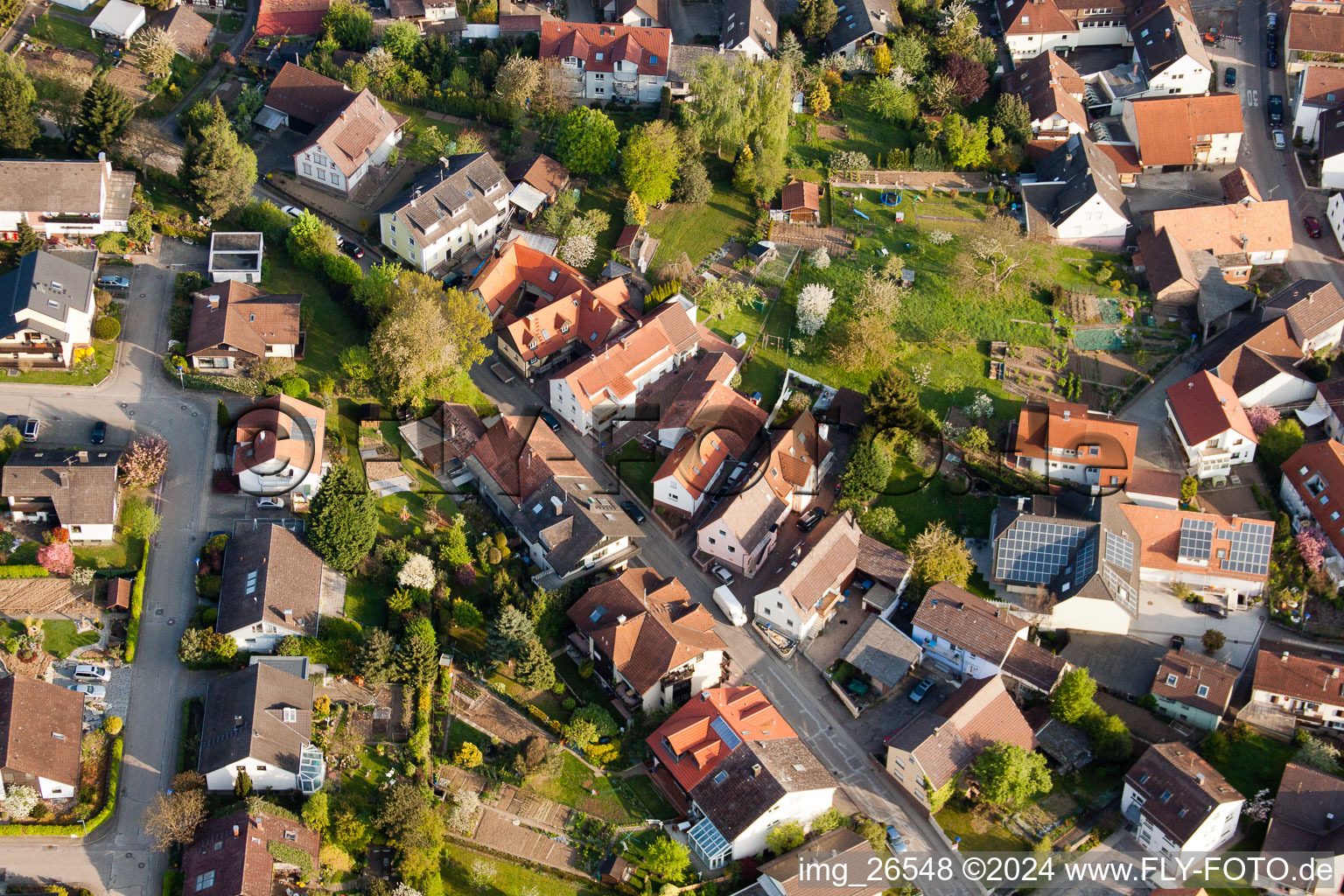 Drone recording of District Stupferich in Karlsruhe in the state Baden-Wuerttemberg, Germany