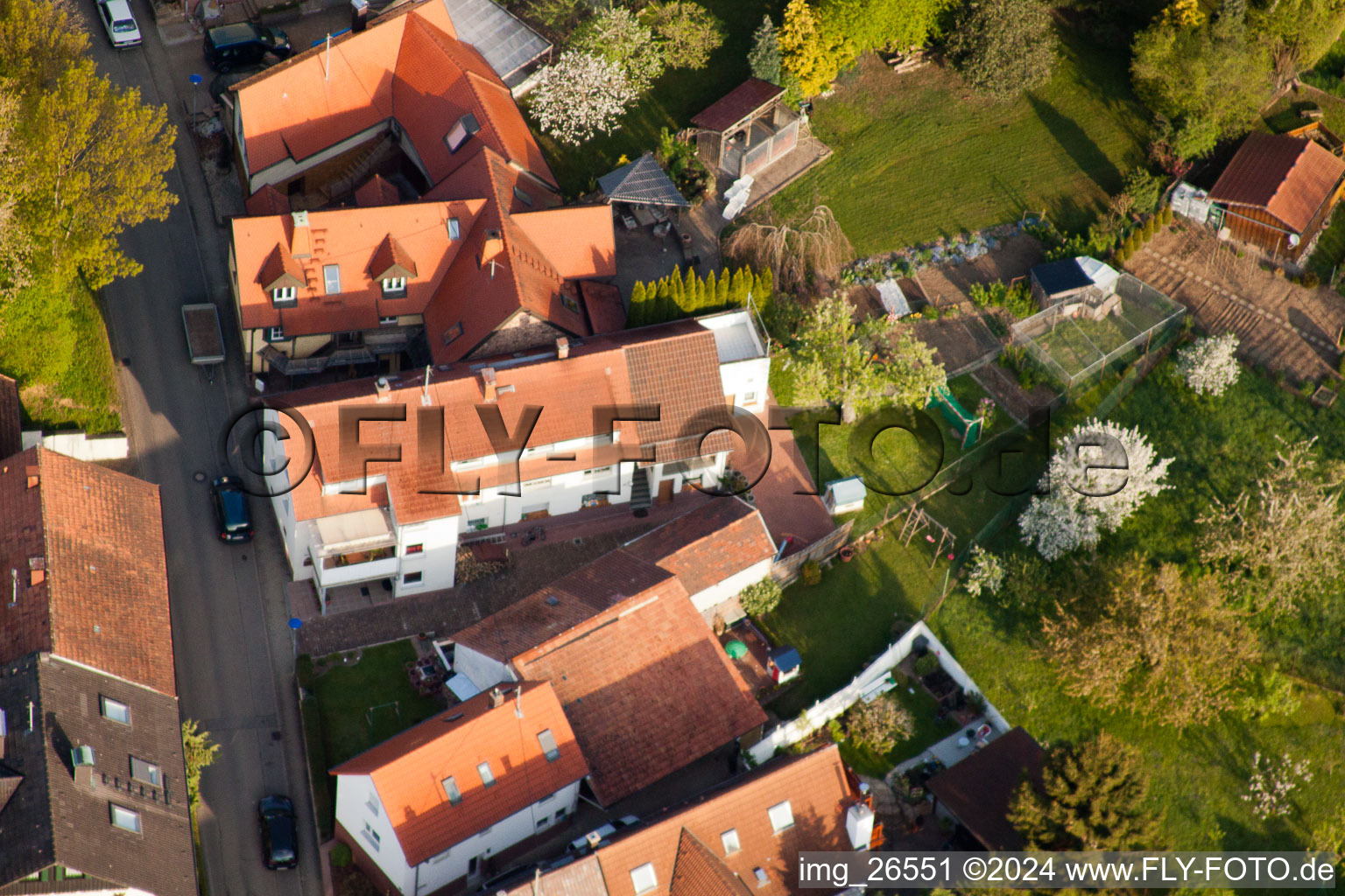 District Stupferich in Karlsruhe in the state Baden-Wuerttemberg, Germany from the drone perspective