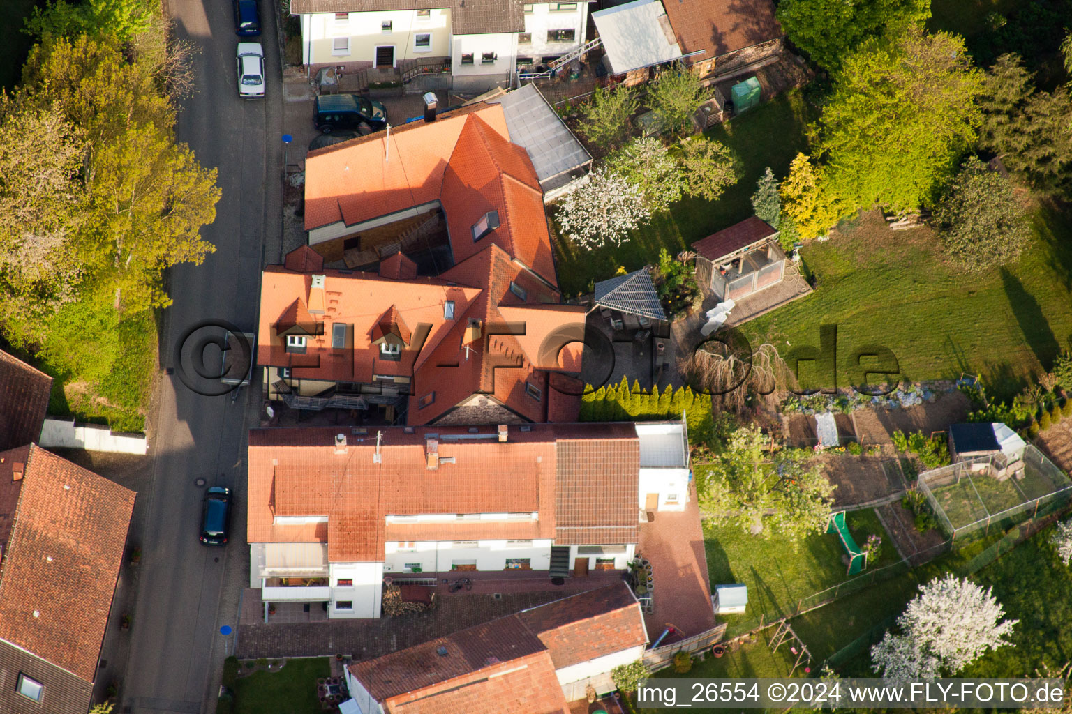 Aerial view of District Stupferich in Karlsruhe in the state Baden-Wuerttemberg, Germany