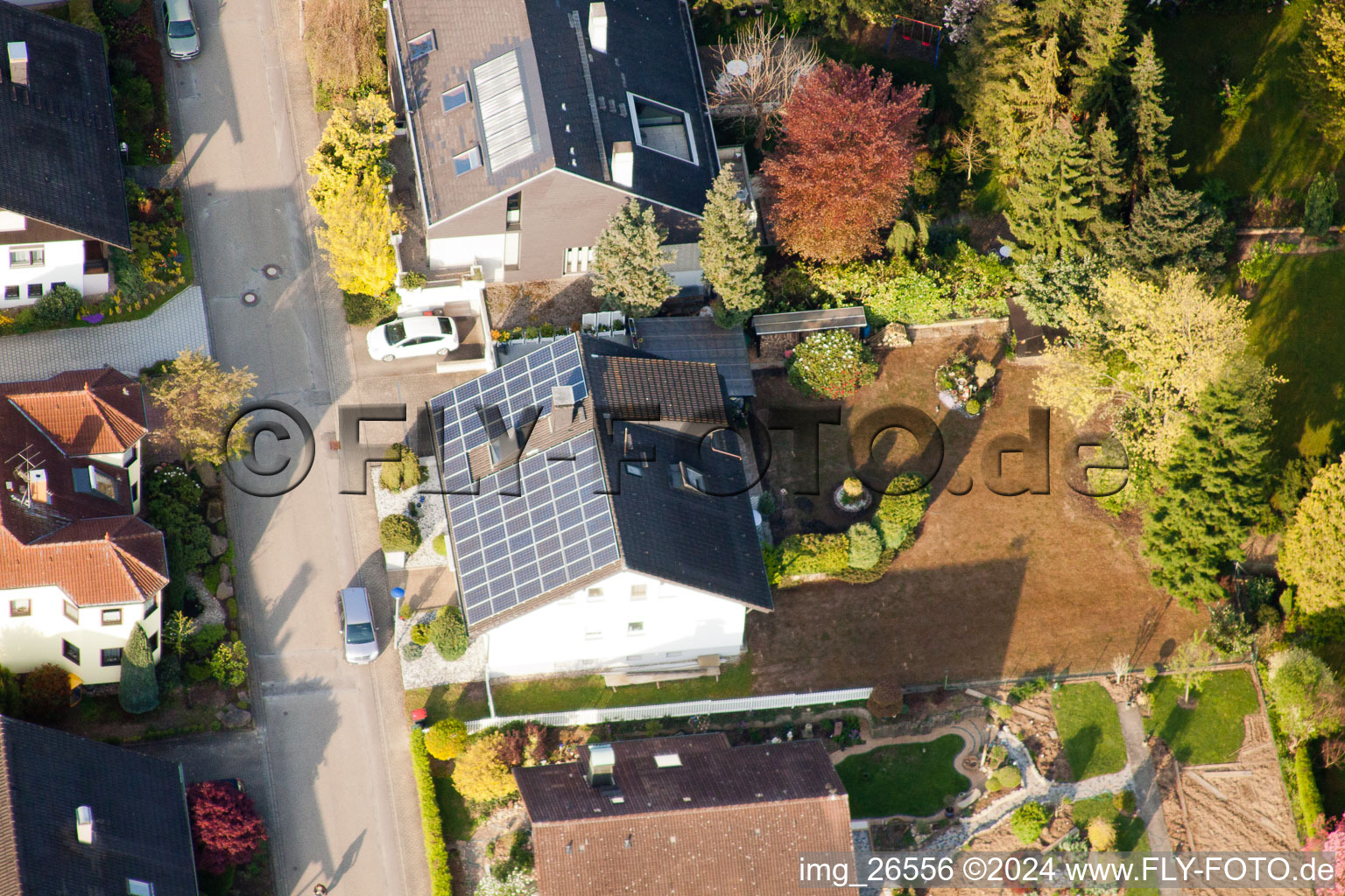 Aerial photograpy of District Stupferich in Karlsruhe in the state Baden-Wuerttemberg, Germany