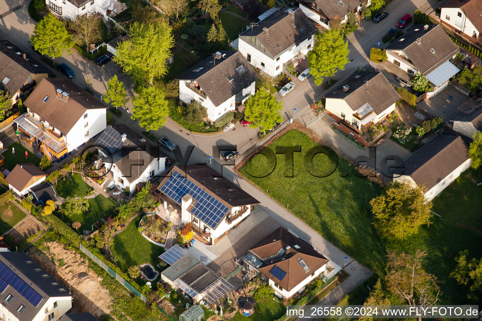 District Stupferich in Karlsruhe in the state Baden-Wuerttemberg, Germany from above