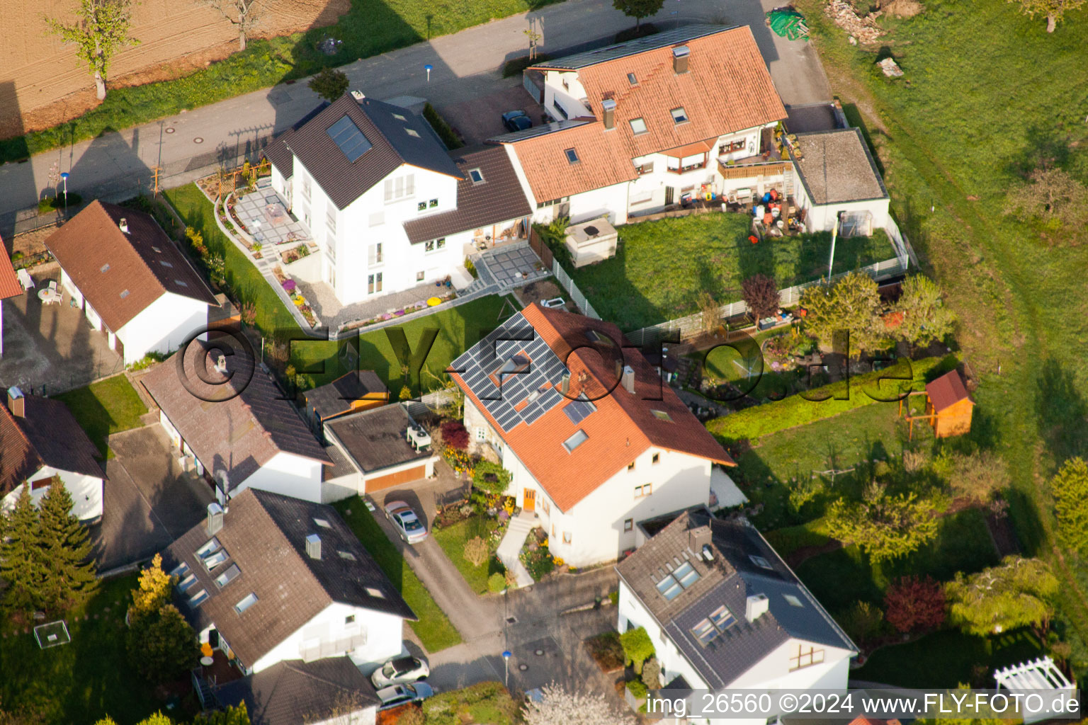 District Stupferich in Karlsruhe in the state Baden-Wuerttemberg, Germany seen from above