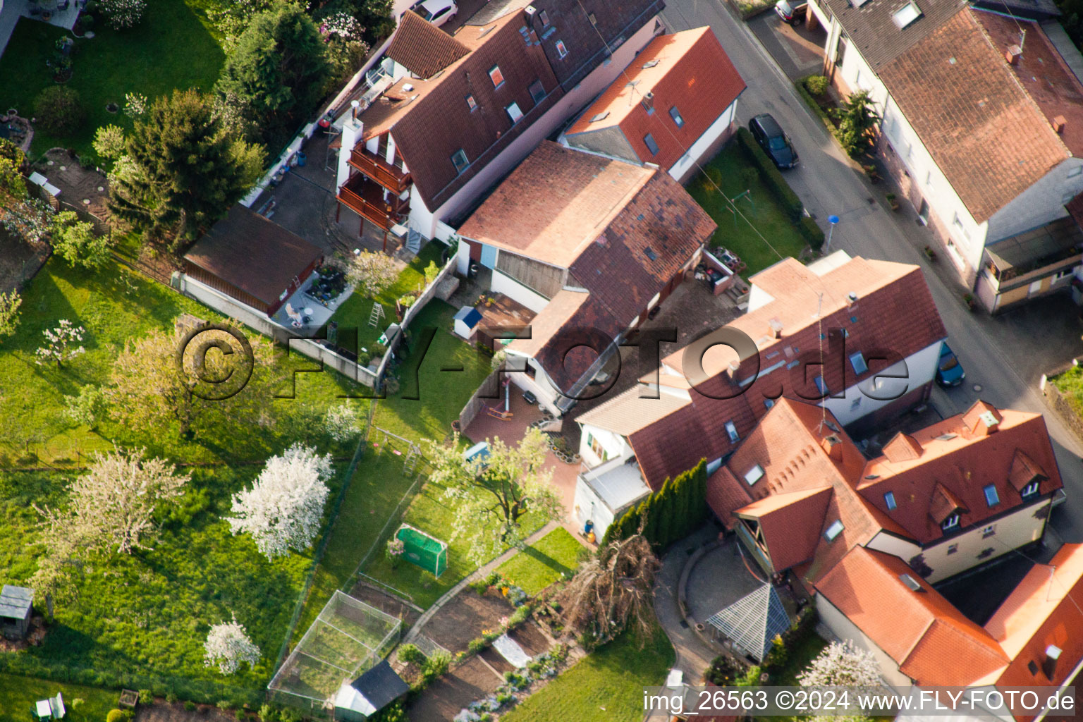 Bird's eye view of District Stupferich in Karlsruhe in the state Baden-Wuerttemberg, Germany