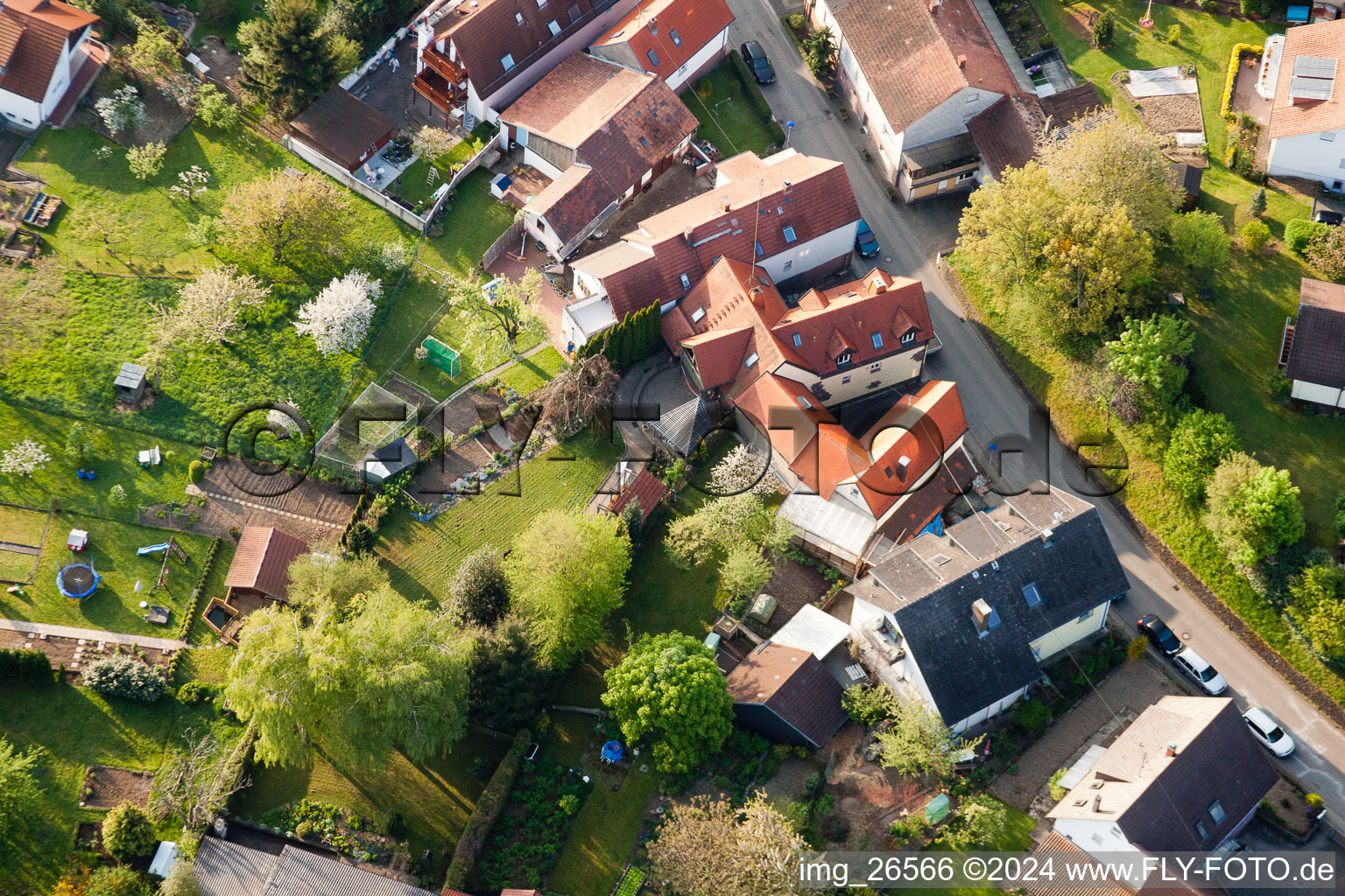 Drone recording of District Stupferich in Karlsruhe in the state Baden-Wuerttemberg, Germany