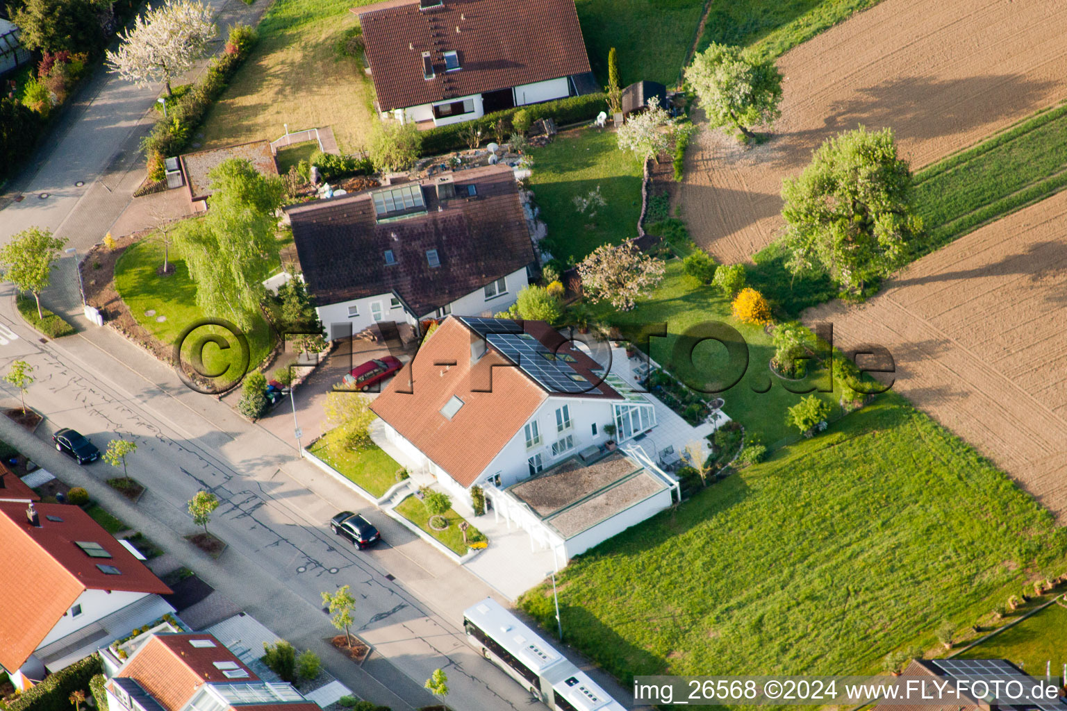 Drone image of District Stupferich in Karlsruhe in the state Baden-Wuerttemberg, Germany