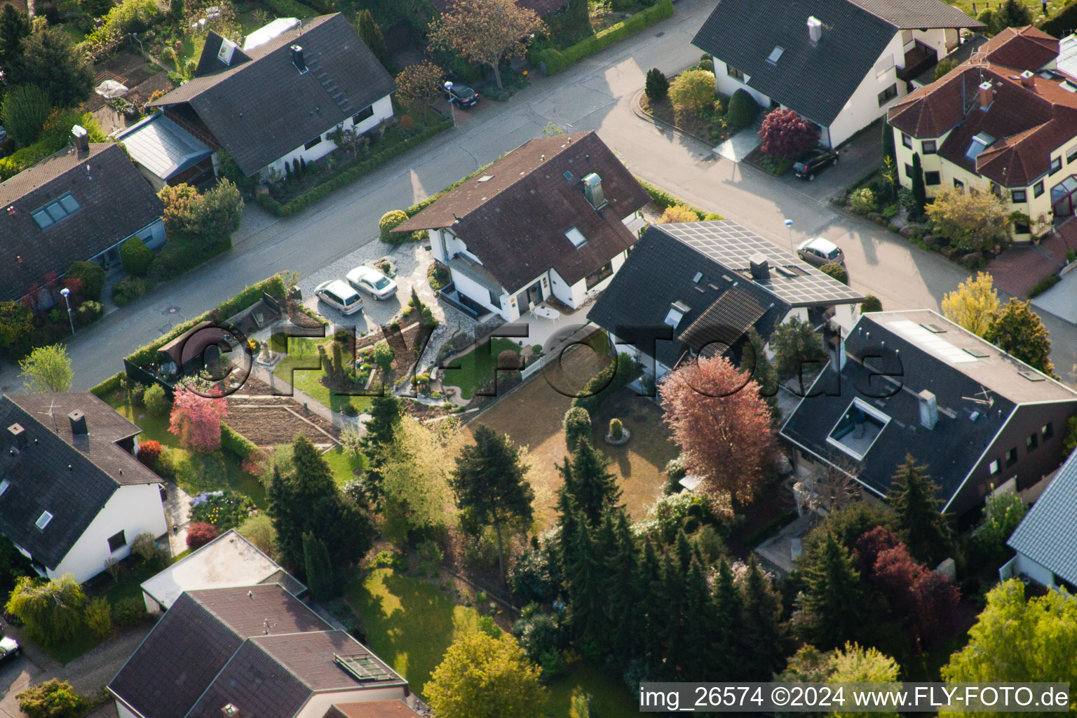 Aerial photograpy of District Stupferich in Karlsruhe in the state Baden-Wuerttemberg, Germany