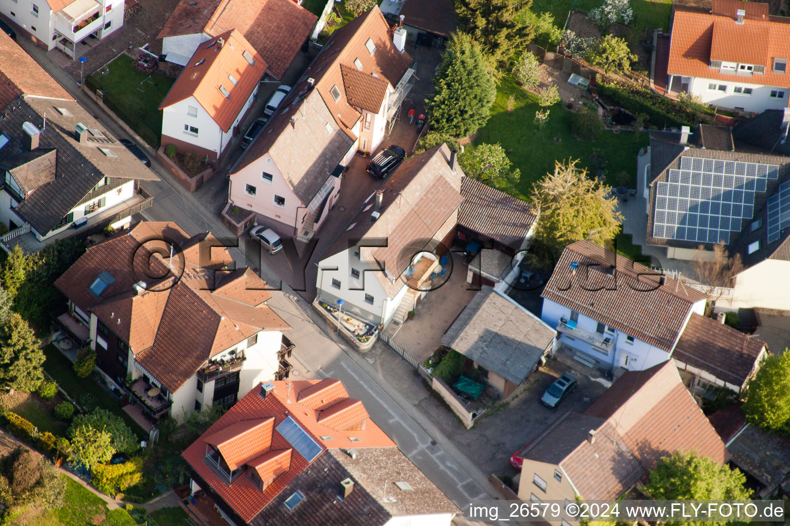 District Stupferich in Karlsruhe in the state Baden-Wuerttemberg, Germany seen from above