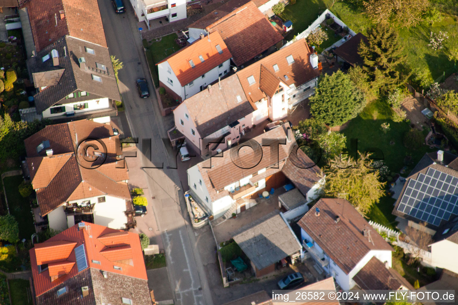 Bird's eye view of District Stupferich in Karlsruhe in the state Baden-Wuerttemberg, Germany