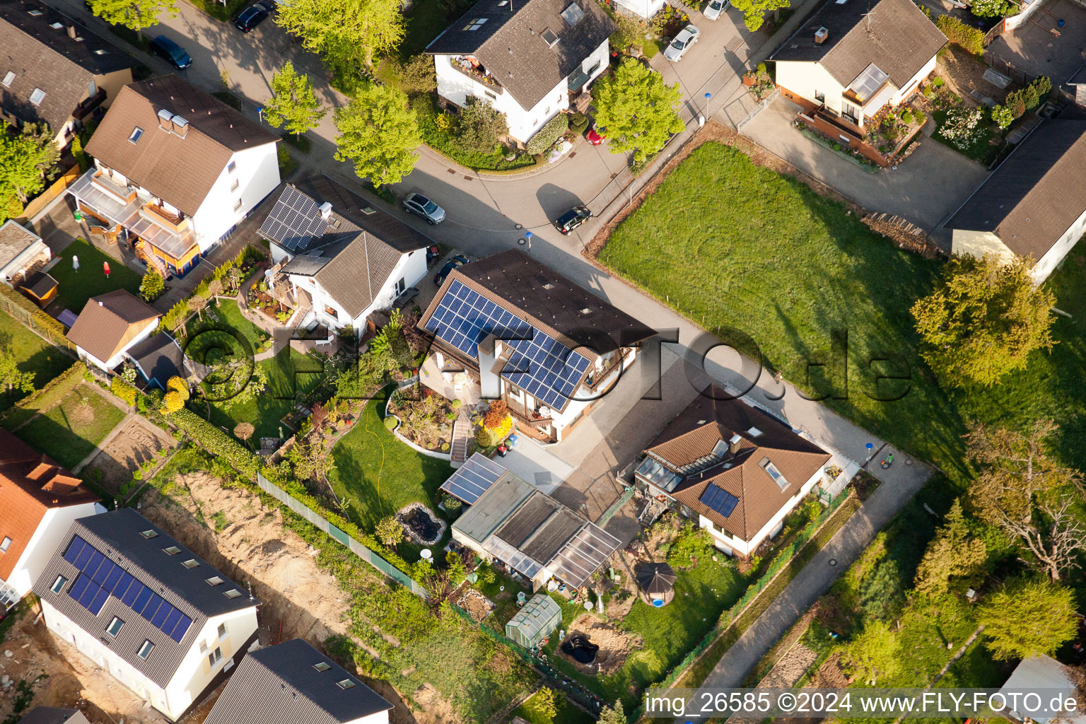 Drone image of District Stupferich in Karlsruhe in the state Baden-Wuerttemberg, Germany