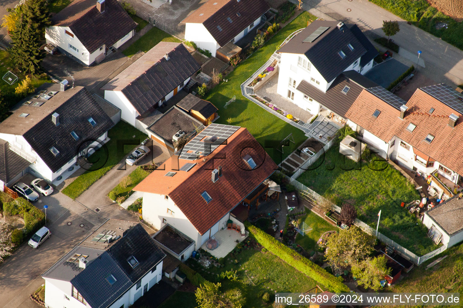 District Stupferich in Karlsruhe in the state Baden-Wuerttemberg, Germany from a drone