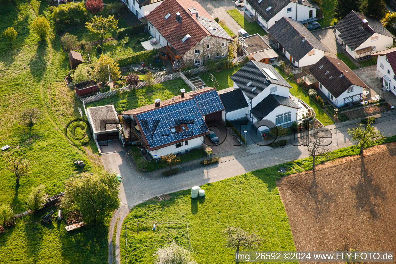 Aerial photograpy of District Stupferich in Karlsruhe in the state Baden-Wuerttemberg, Germany