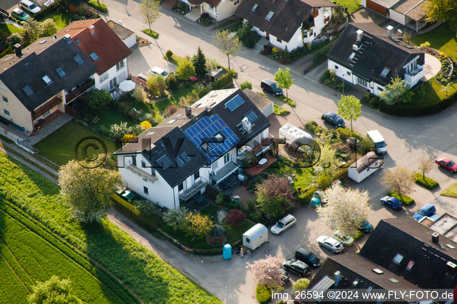 District Stupferich in Karlsruhe in the state Baden-Wuerttemberg, Germany from above