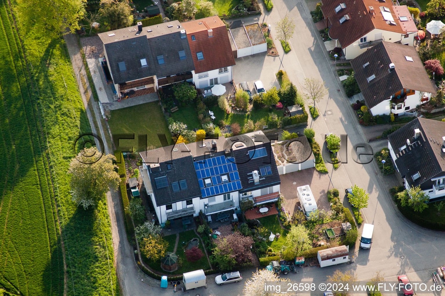 Bird's eye view of District Stupferich in Karlsruhe in the state Baden-Wuerttemberg, Germany