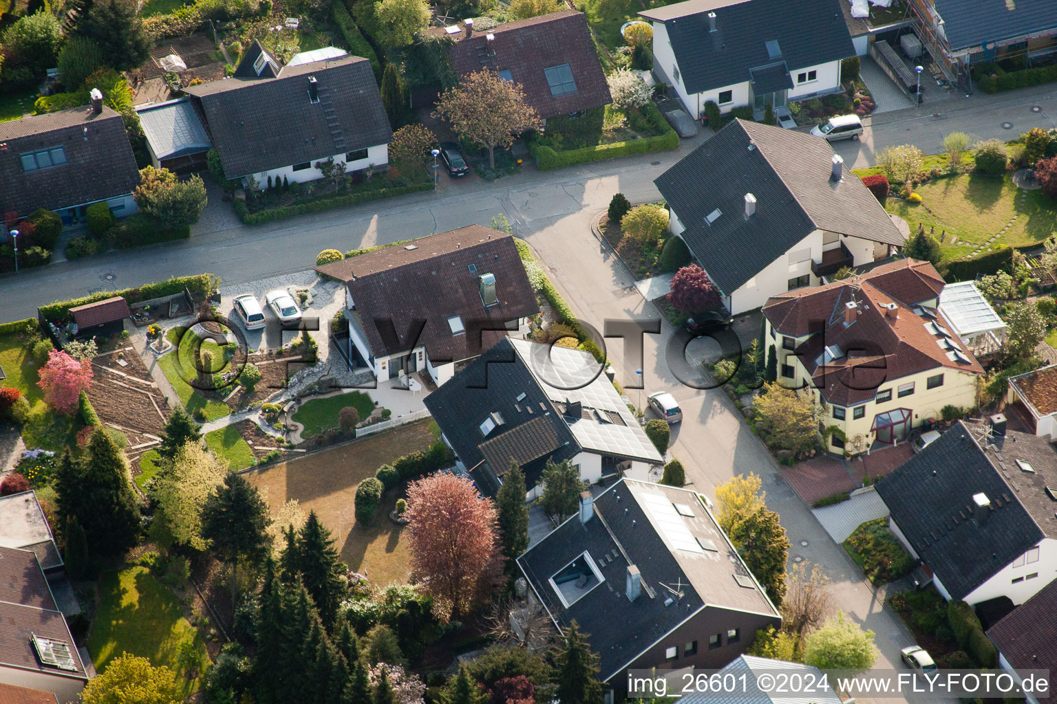 Drone image of District Stupferich in Karlsruhe in the state Baden-Wuerttemberg, Germany