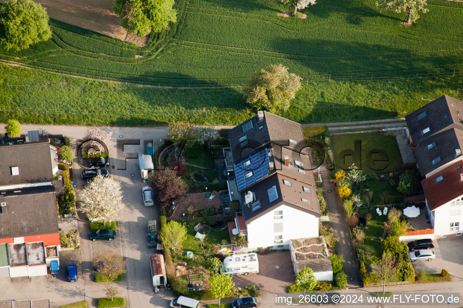 District Stupferich in Karlsruhe in the state Baden-Wuerttemberg, Germany from a drone