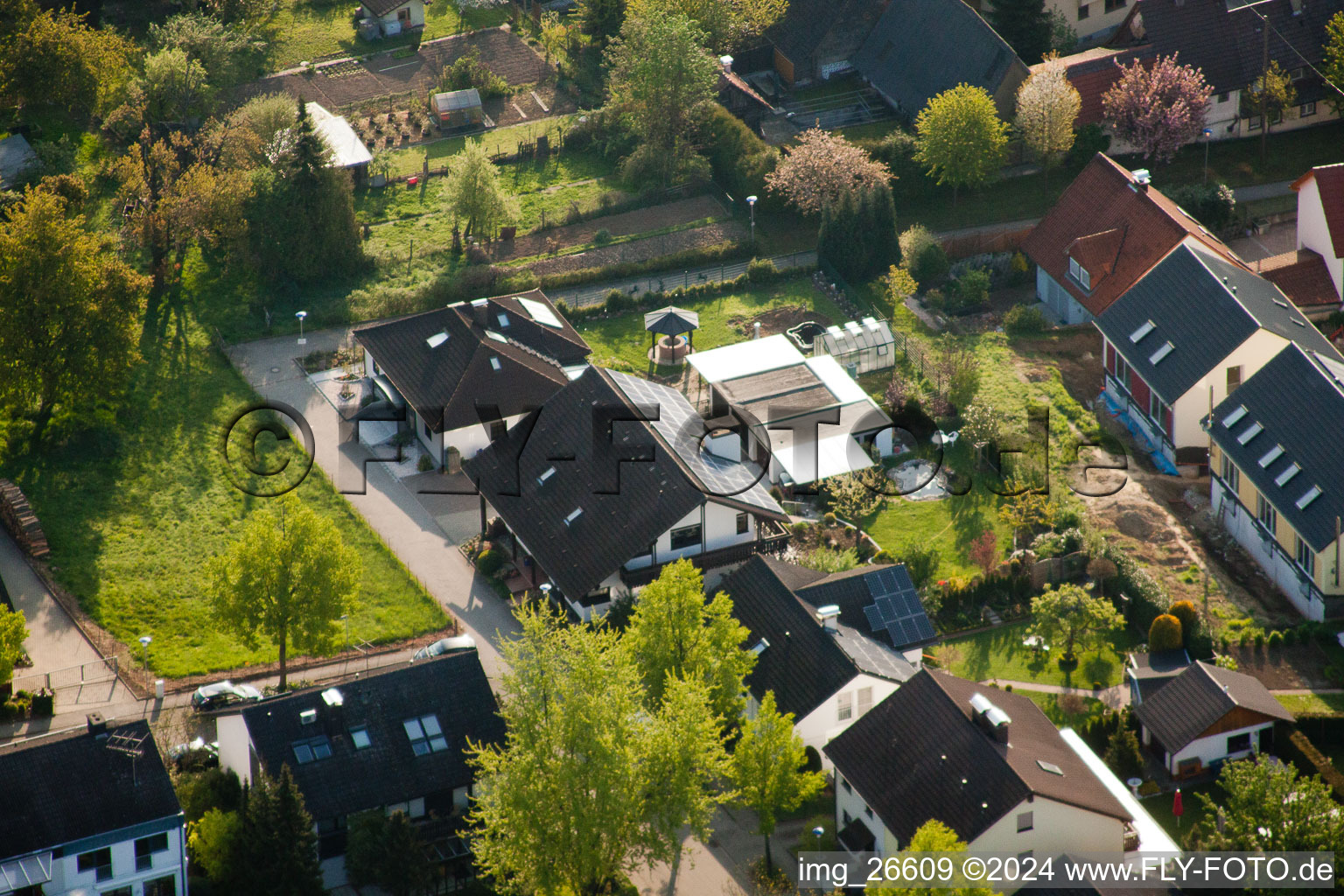 Aerial photograpy of District Stupferich in Karlsruhe in the state Baden-Wuerttemberg, Germany