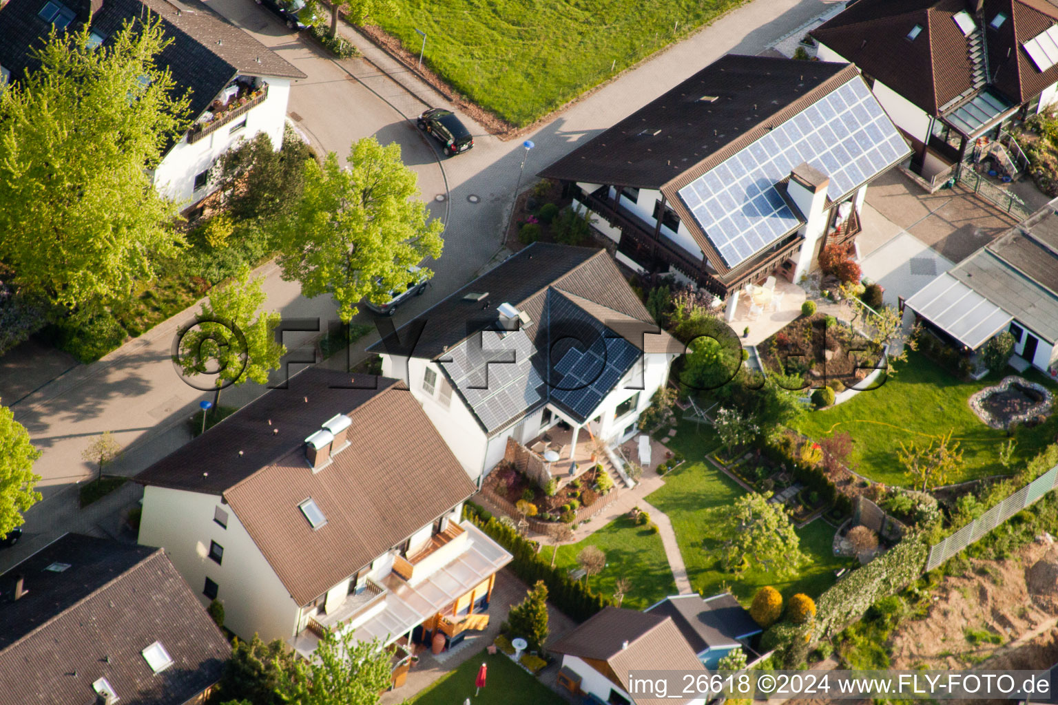 Bird's eye view of District Stupferich in Karlsruhe in the state Baden-Wuerttemberg, Germany