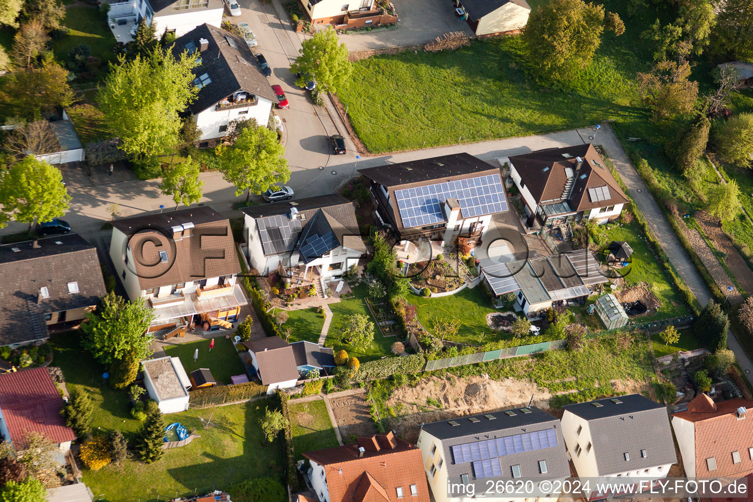 Drone recording of District Stupferich in Karlsruhe in the state Baden-Wuerttemberg, Germany