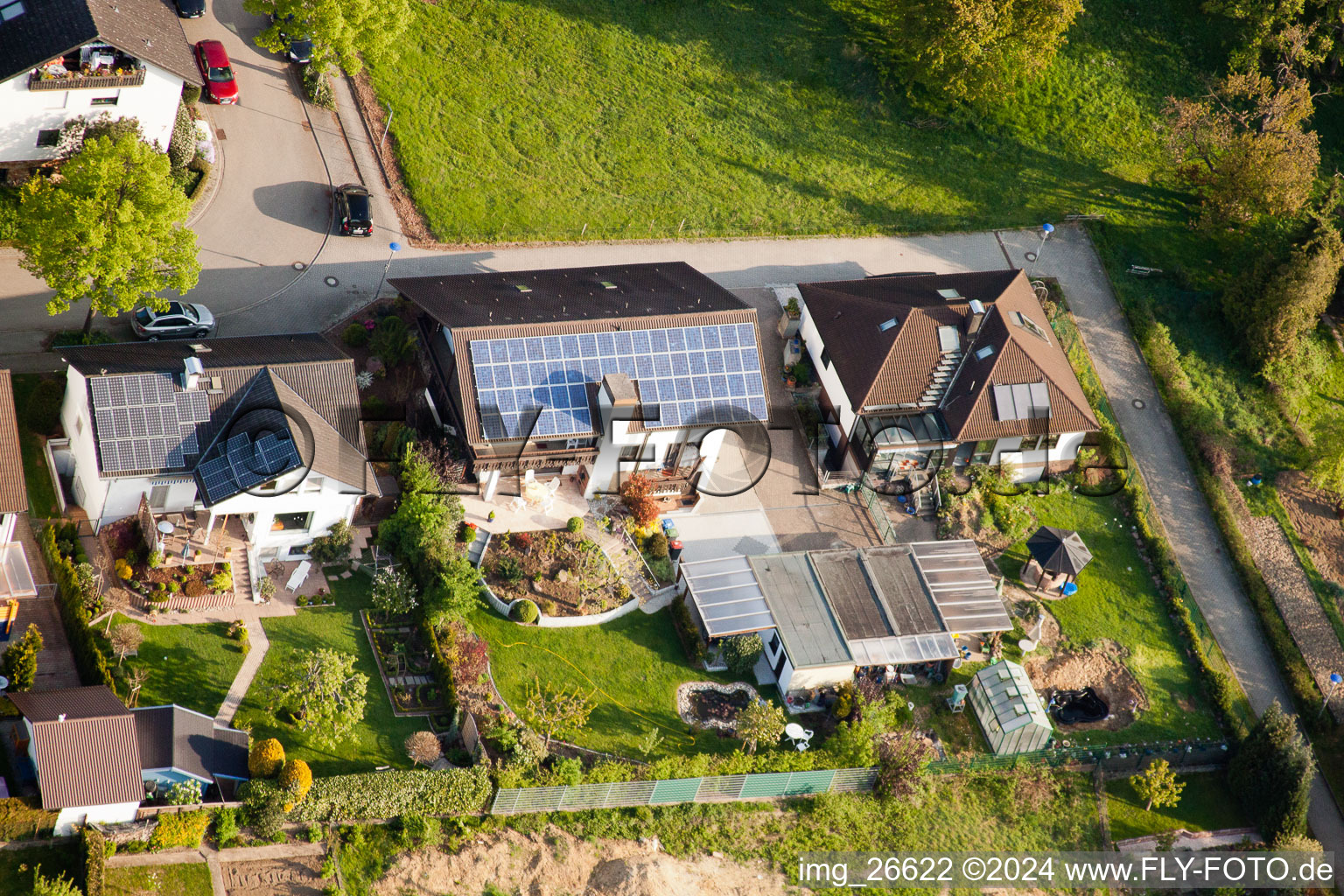 District Stupferich in Karlsruhe in the state Baden-Wuerttemberg, Germany from the drone perspective