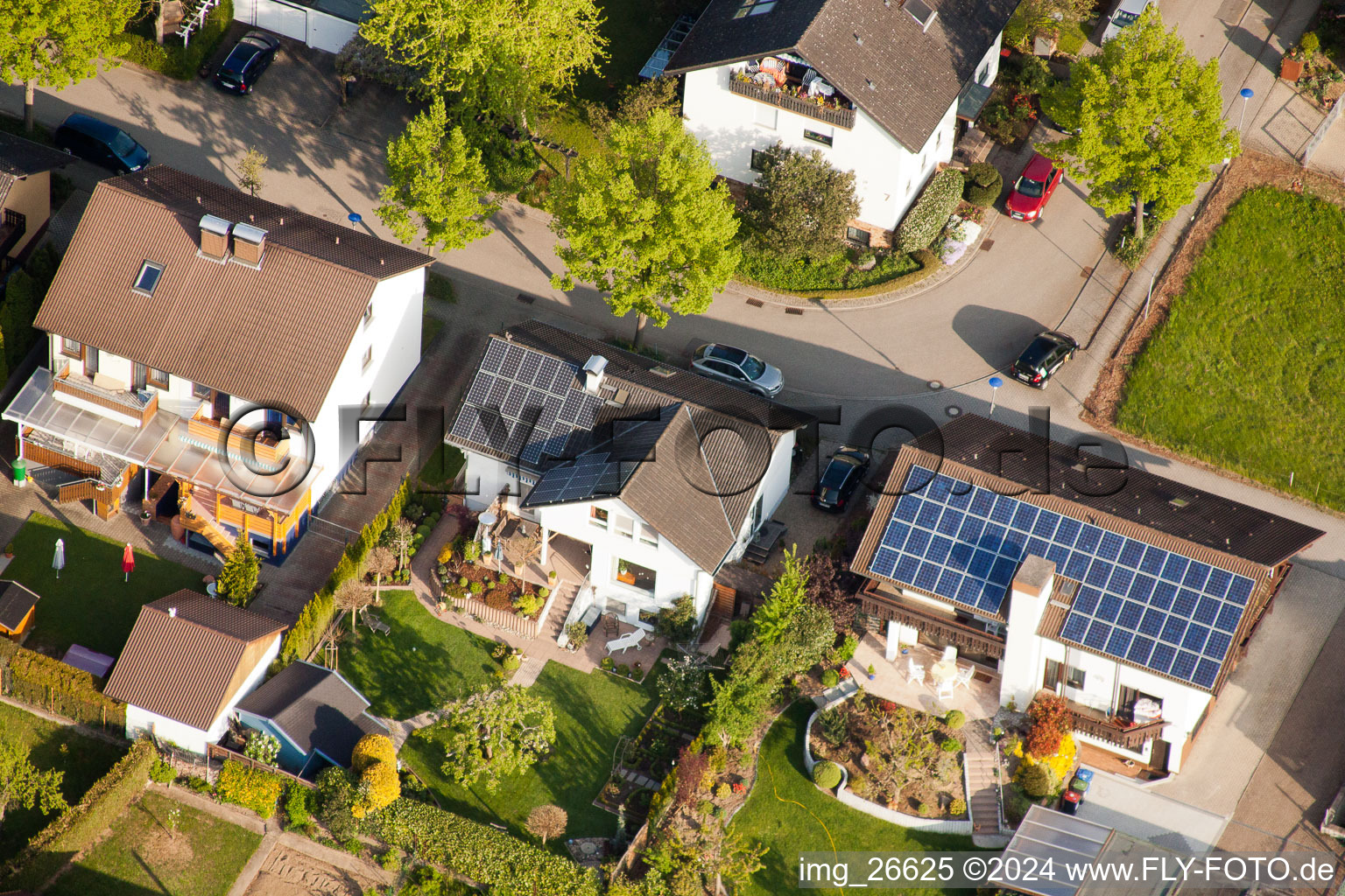 District Stupferich in Karlsruhe in the state Baden-Wuerttemberg, Germany seen from a drone