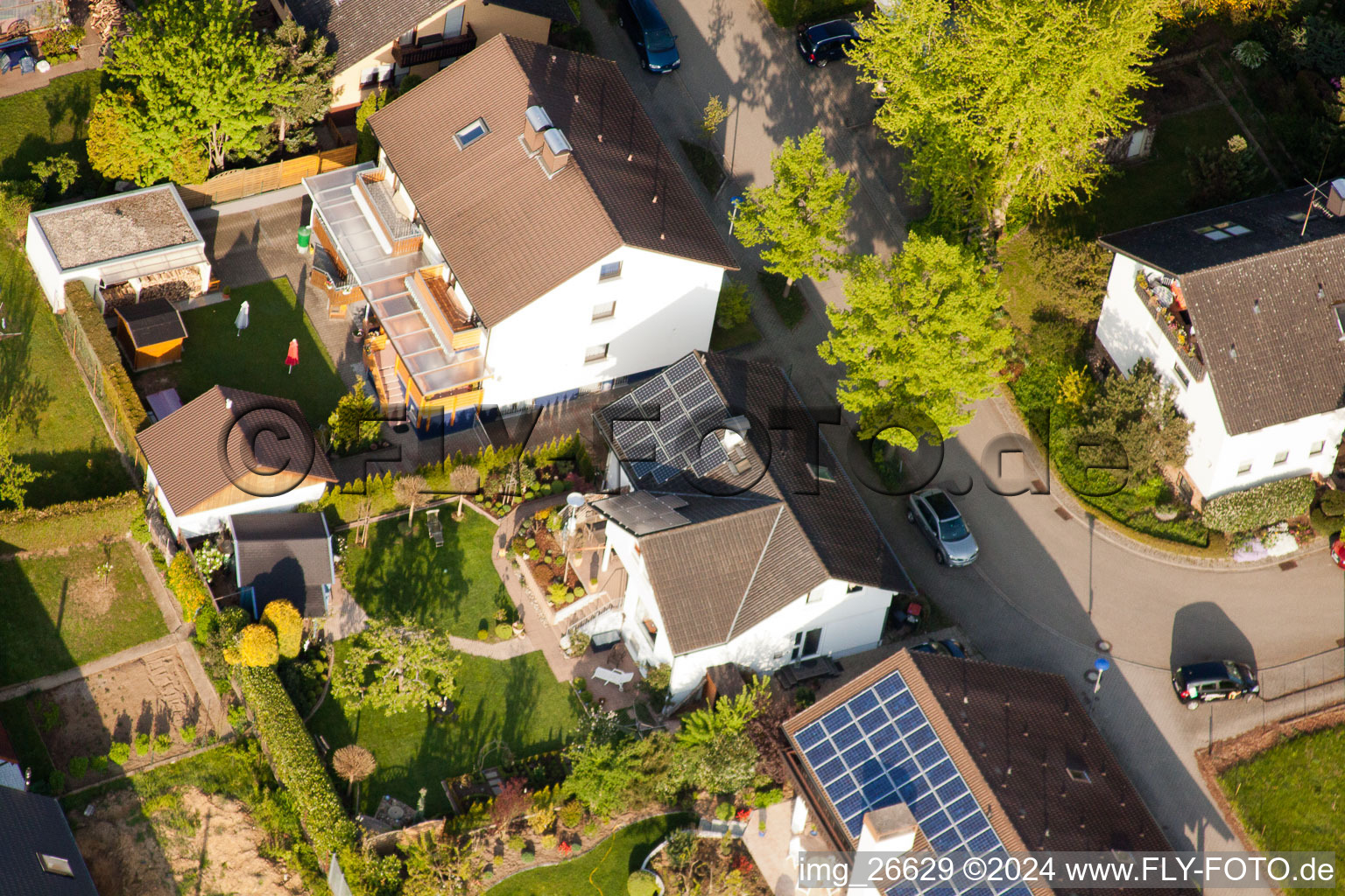 District Stupferich in Karlsruhe in the state Baden-Wuerttemberg, Germany from above