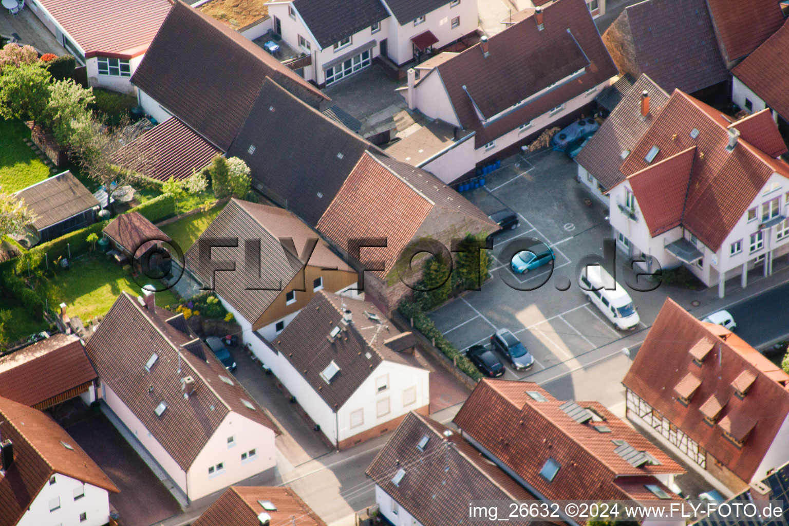 District Stupferich in Karlsruhe in the state Baden-Wuerttemberg, Germany seen from above