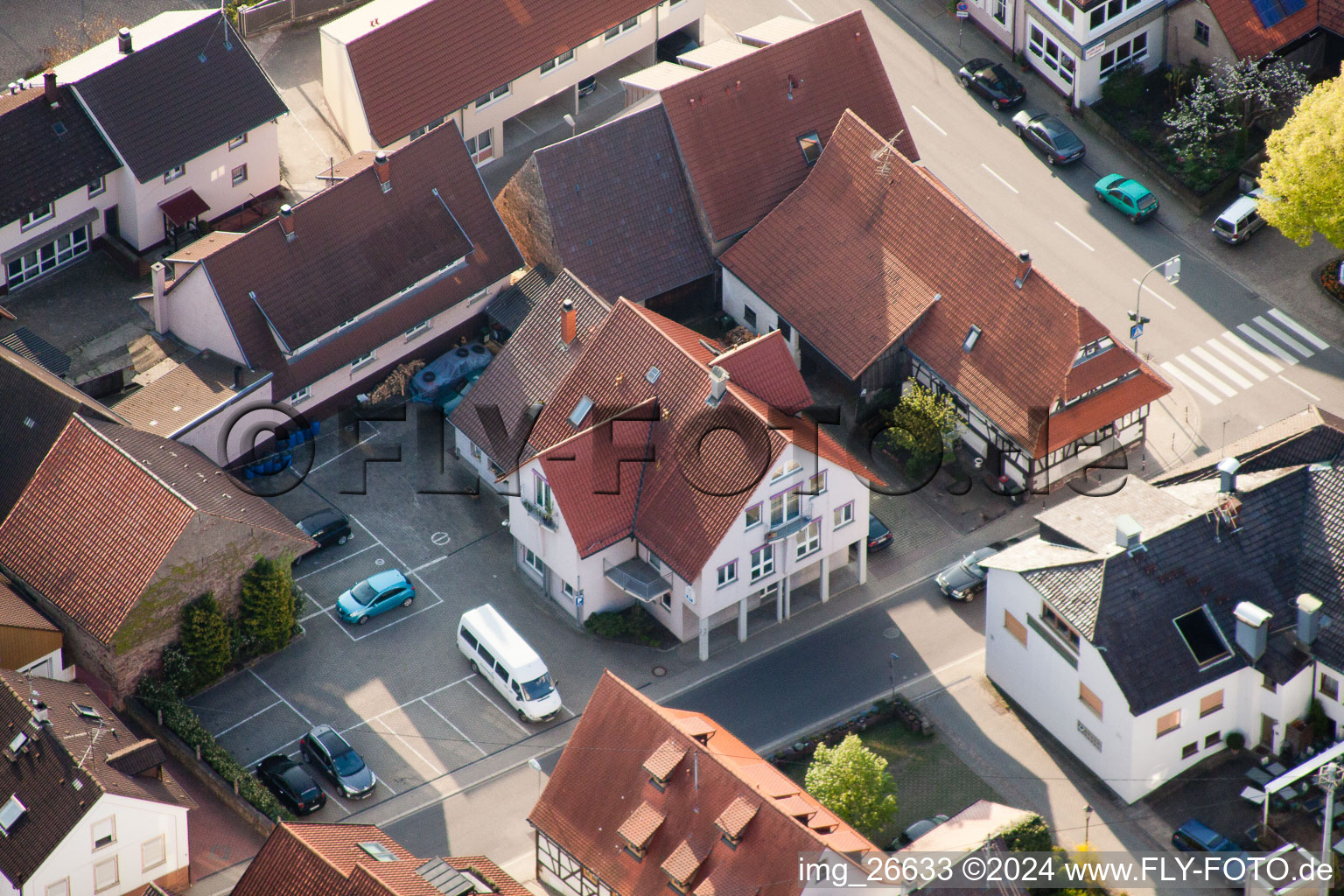 District Stupferich in Karlsruhe in the state Baden-Wuerttemberg, Germany from the plane