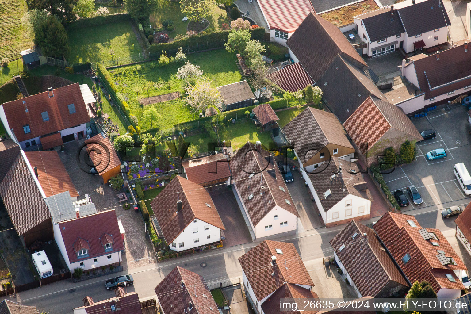 Bird's eye view of District Stupferich in Karlsruhe in the state Baden-Wuerttemberg, Germany