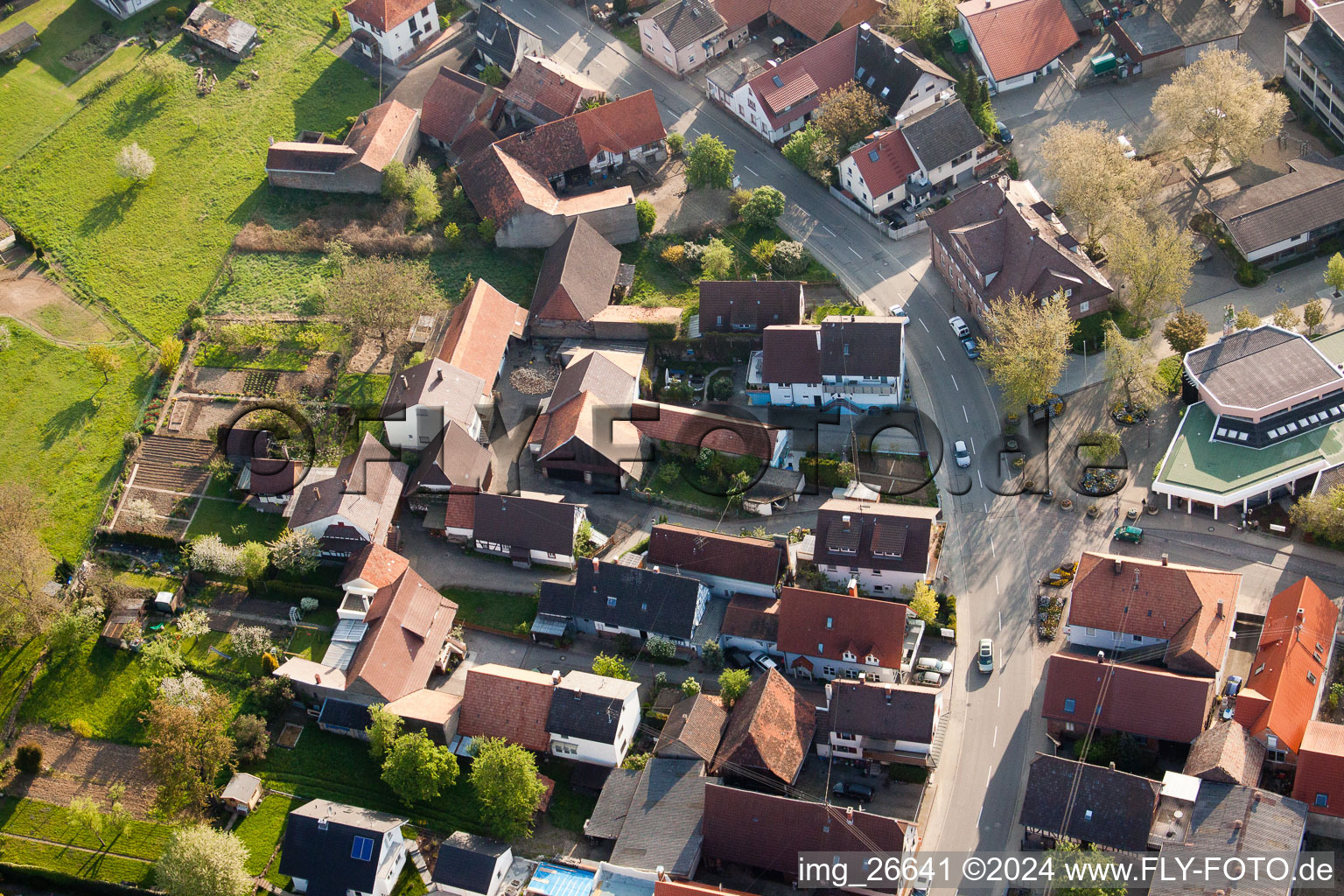 District Stupferich in Karlsruhe in the state Baden-Wuerttemberg, Germany from the drone perspective