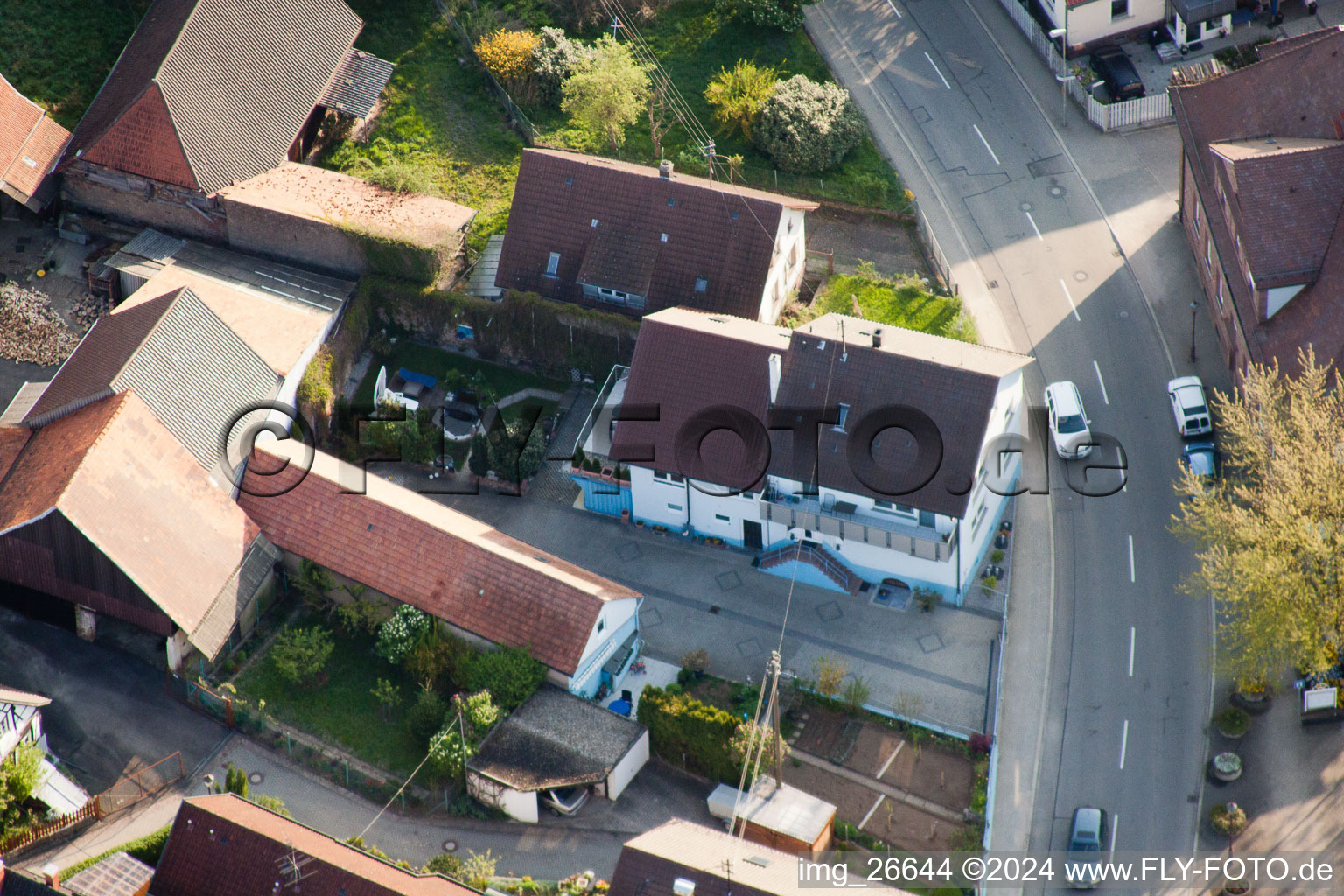 Aerial view of District Stupferich in Karlsruhe in the state Baden-Wuerttemberg, Germany