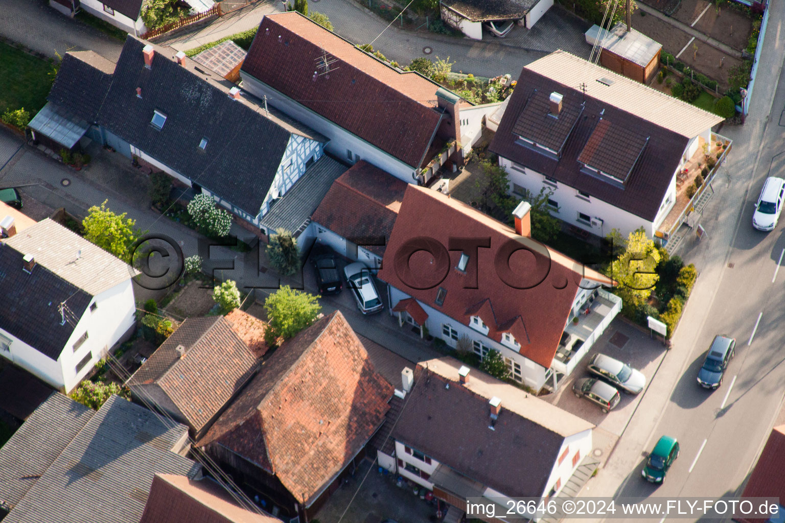 Oblique view of District Stupferich in Karlsruhe in the state Baden-Wuerttemberg, Germany