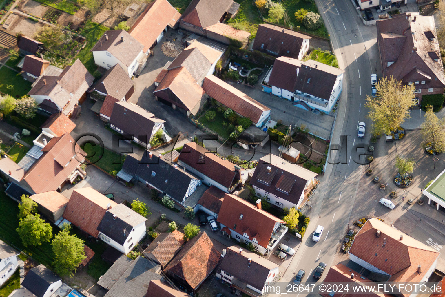 District Stupferich in Karlsruhe in the state Baden-Wuerttemberg, Germany from above