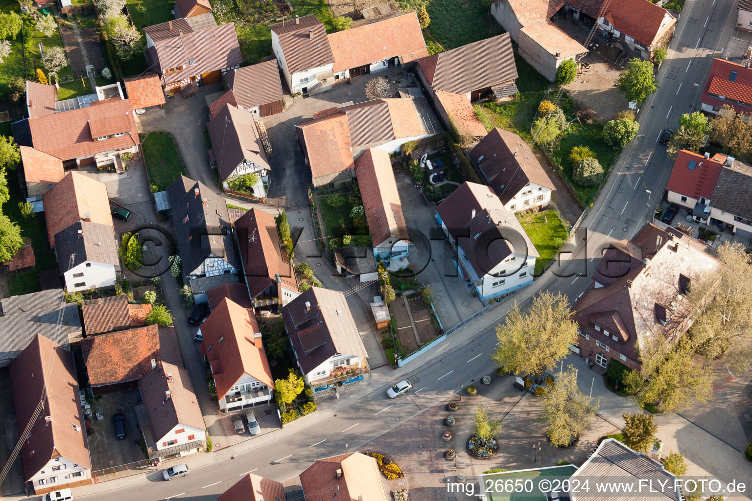 District Stupferich in Karlsruhe in the state Baden-Wuerttemberg, Germany from the plane