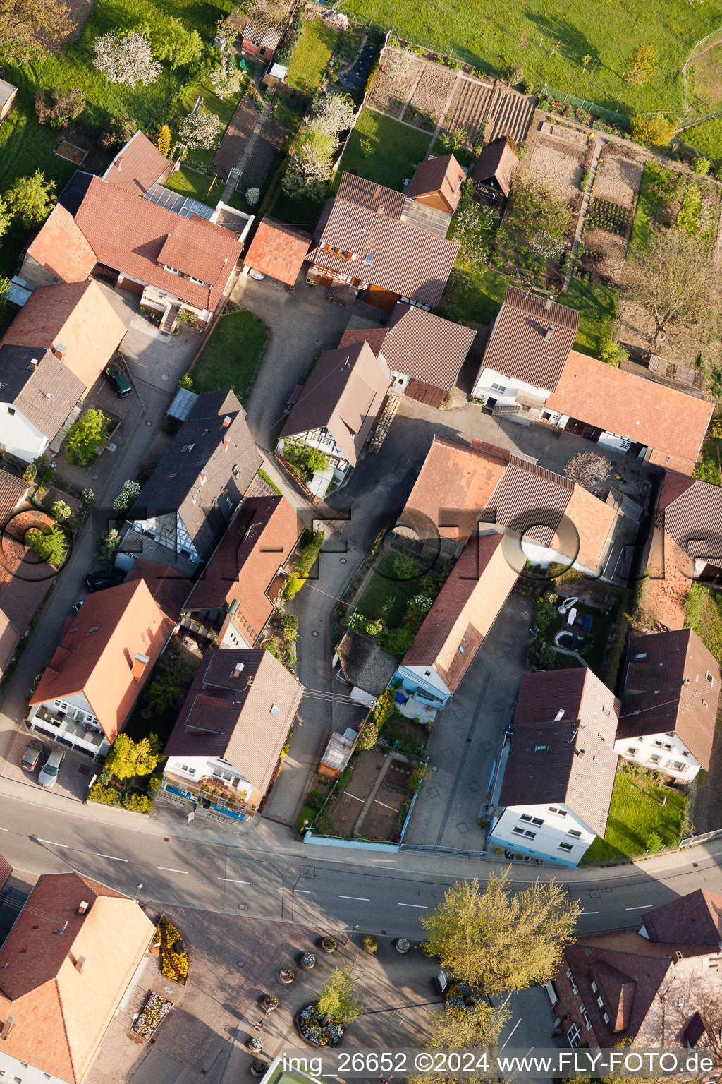 Bird's eye view of District Stupferich in Karlsruhe in the state Baden-Wuerttemberg, Germany