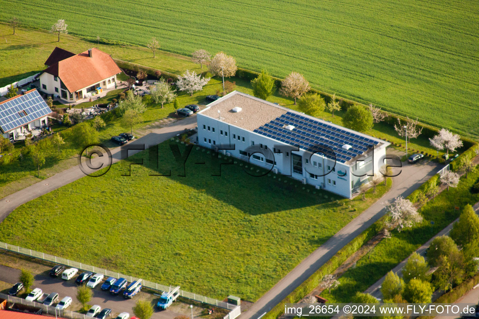 Aerial view of ABAS Project Management GmbH in the district Stupferich in Karlsruhe in the state Baden-Wuerttemberg, Germany