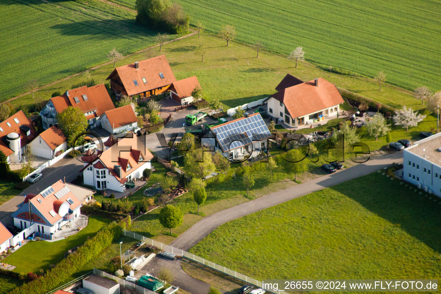 Drone recording of District Stupferich in Karlsruhe in the state Baden-Wuerttemberg, Germany