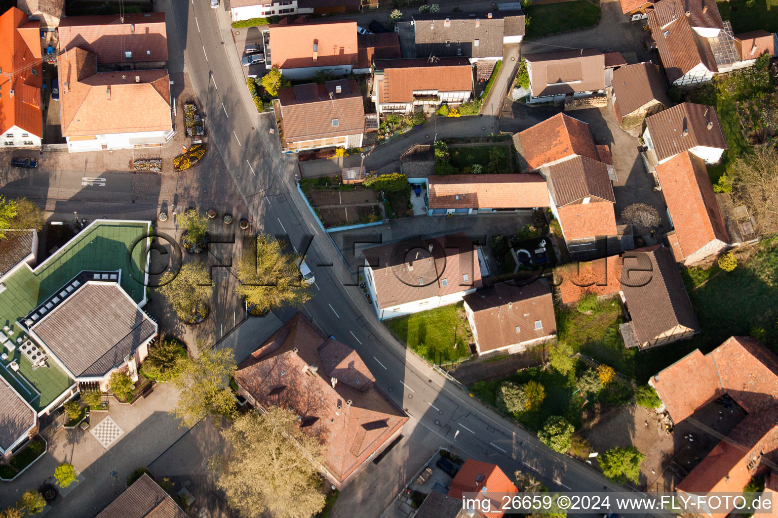 District Stupferich in Karlsruhe in the state Baden-Wuerttemberg, Germany from a drone