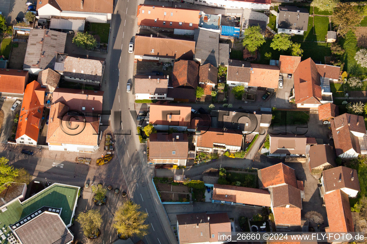 District Stupferich in Karlsruhe in the state Baden-Wuerttemberg, Germany seen from a drone