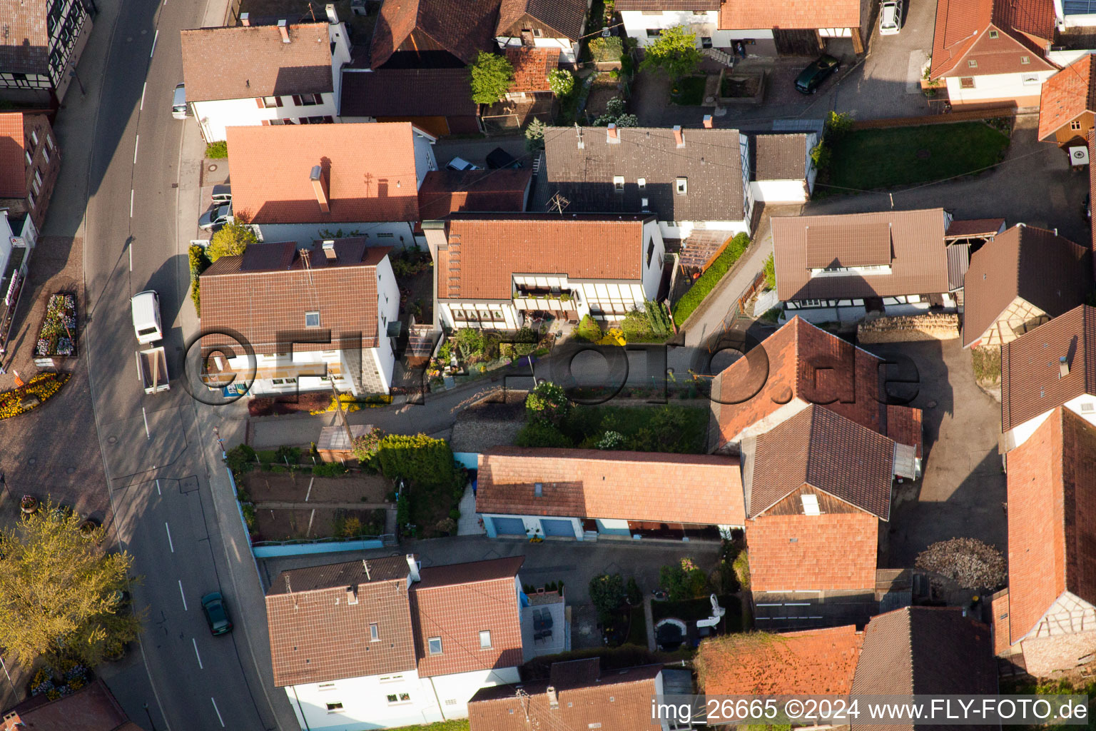 District Stupferich in Karlsruhe in the state Baden-Wuerttemberg, Germany from above