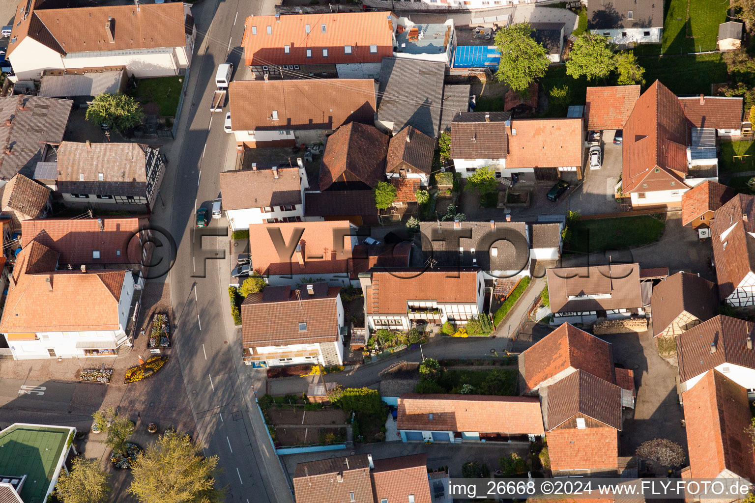 District Stupferich in Karlsruhe in the state Baden-Wuerttemberg, Germany seen from above