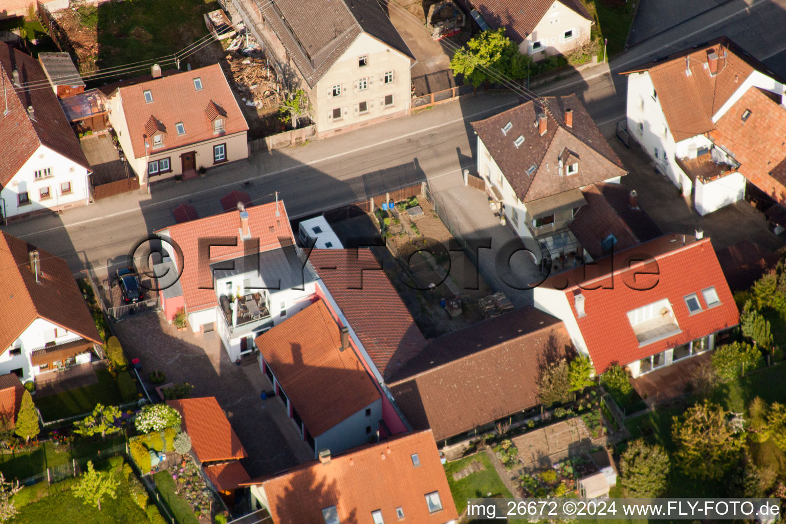 Drone recording of District Stupferich in Karlsruhe in the state Baden-Wuerttemberg, Germany