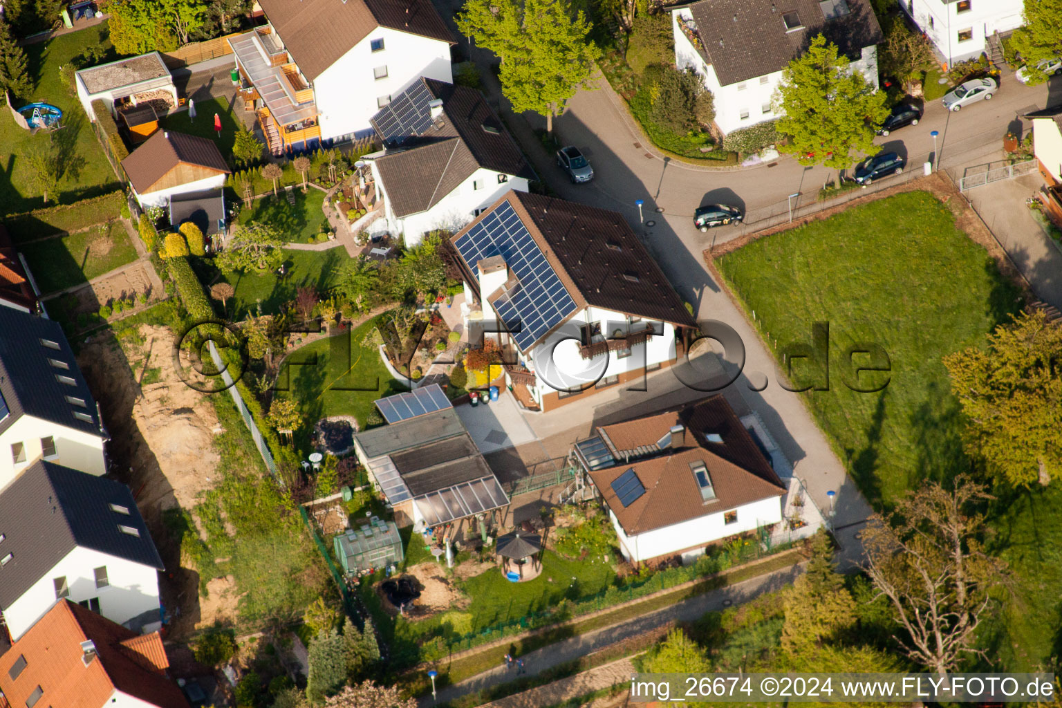 Drone image of District Stupferich in Karlsruhe in the state Baden-Wuerttemberg, Germany