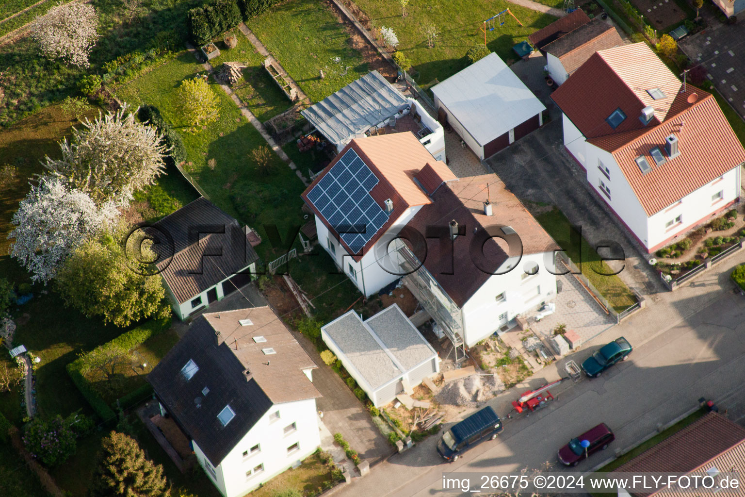 District Stupferich in Karlsruhe in the state Baden-Wuerttemberg, Germany from the drone perspective