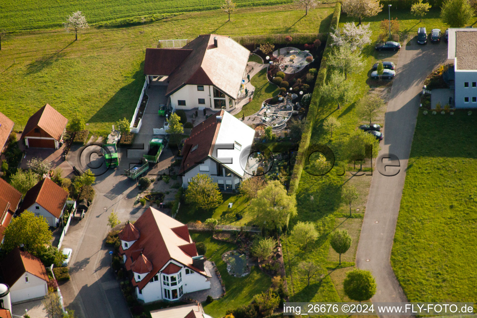 District Stupferich in Karlsruhe in the state Baden-Wuerttemberg, Germany from a drone