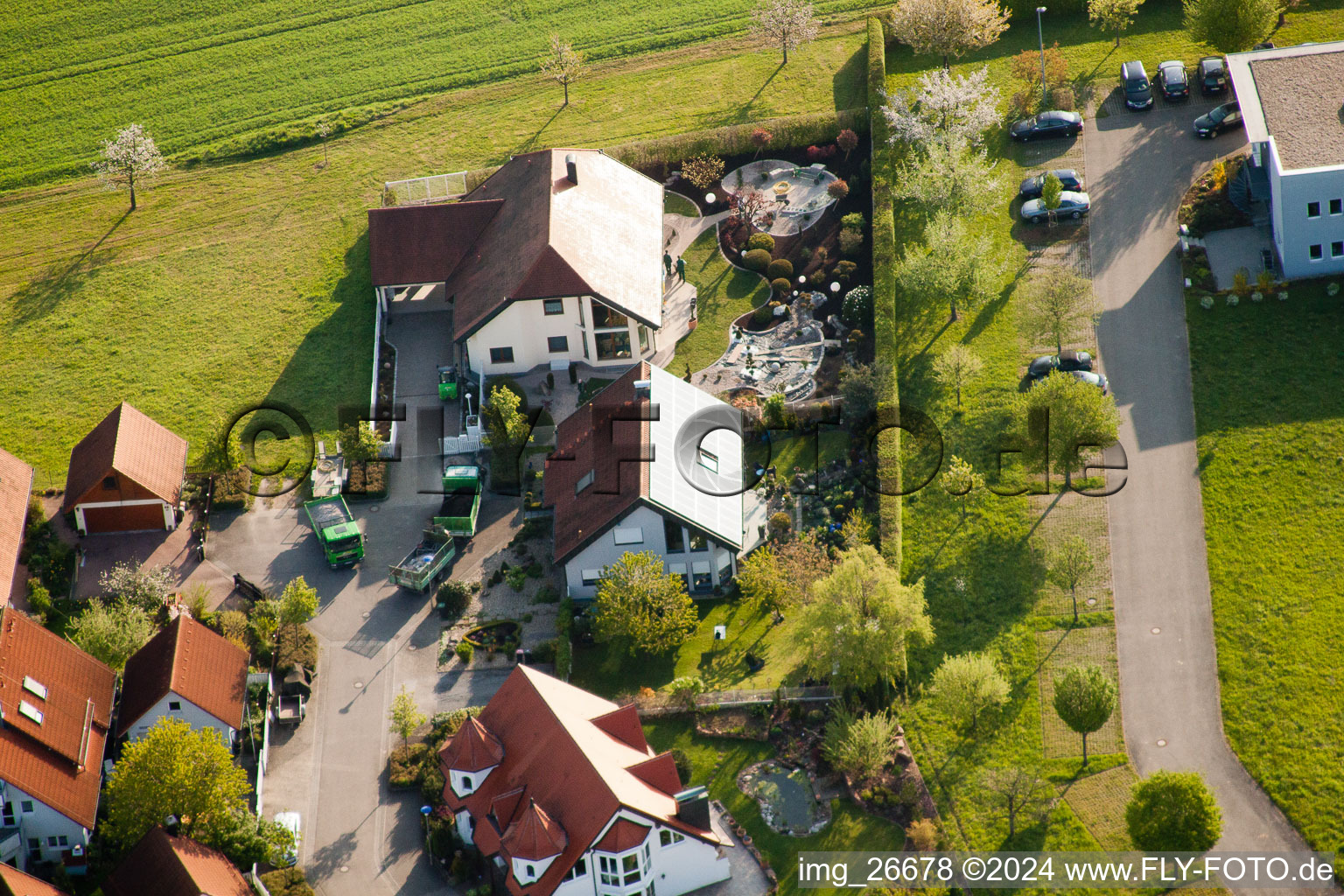 District Stupferich in Karlsruhe in the state Baden-Wuerttemberg, Germany seen from a drone