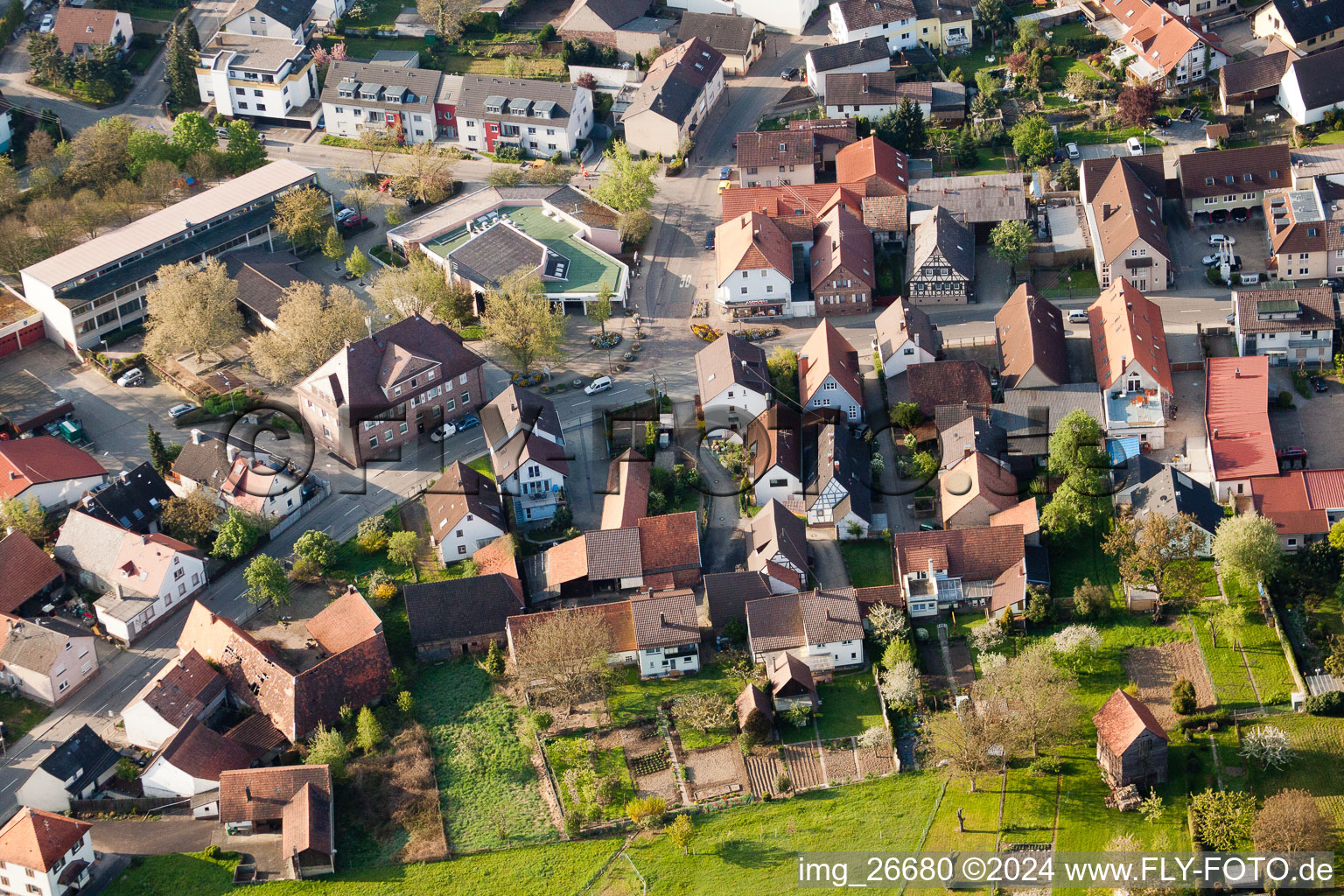 Aerial photograpy of District Stupferich in Karlsruhe in the state Baden-Wuerttemberg, Germany