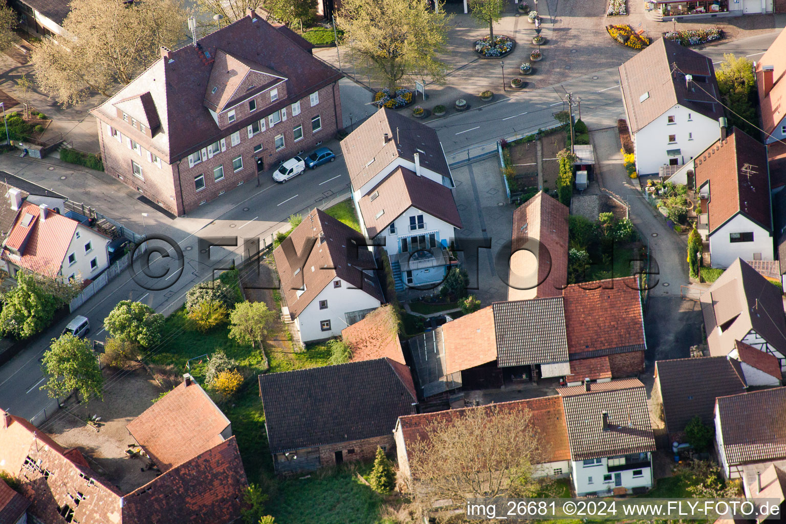 Oblique view of District Stupferich in Karlsruhe in the state Baden-Wuerttemberg, Germany